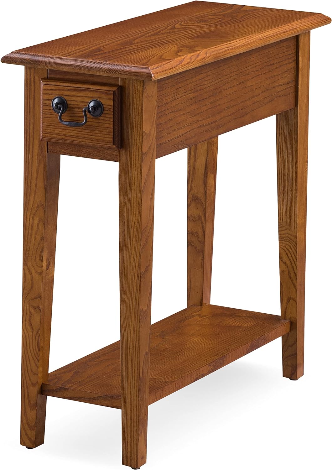 Leick Home Haven Ridge solid oak end table with drawer and bottom shelf