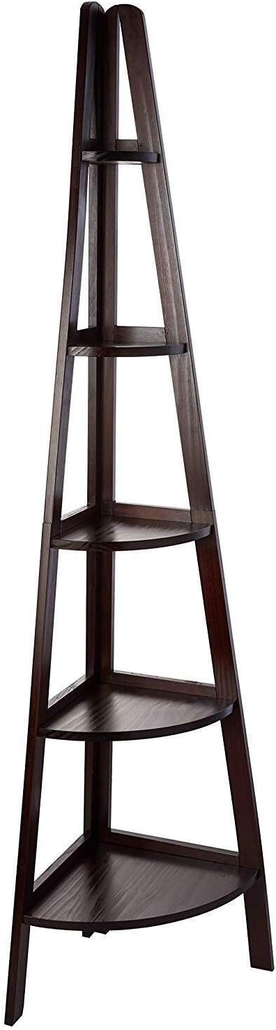 Casual Home 100% Solid Wood 5-Shelf Ladder Bookcase