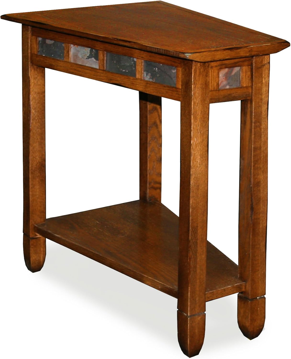 Leick Home Slate end table with wedge shape and slate tile insets
