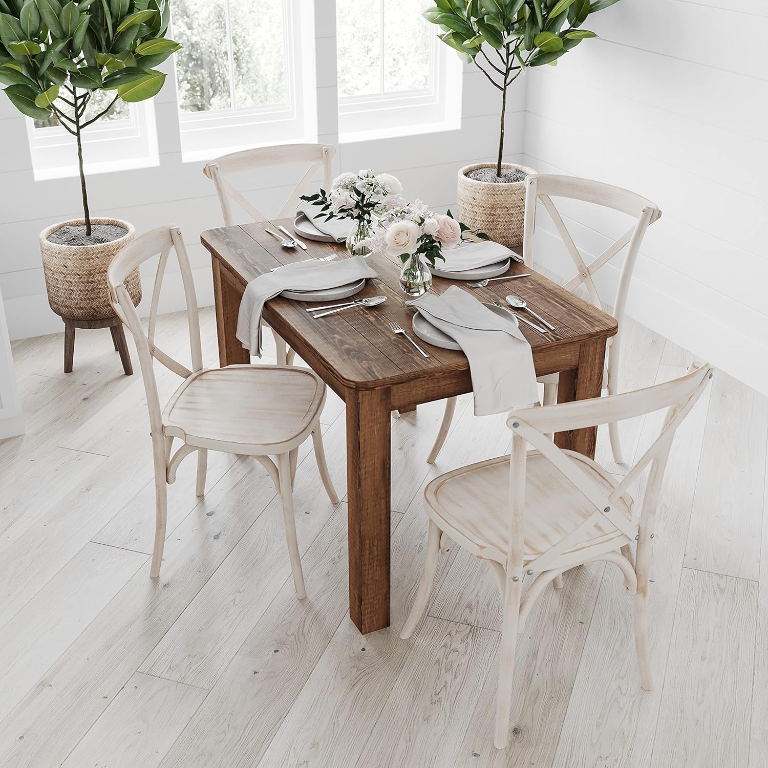 Merrick Lane Jessamine Solid Pine Farm Dining Table