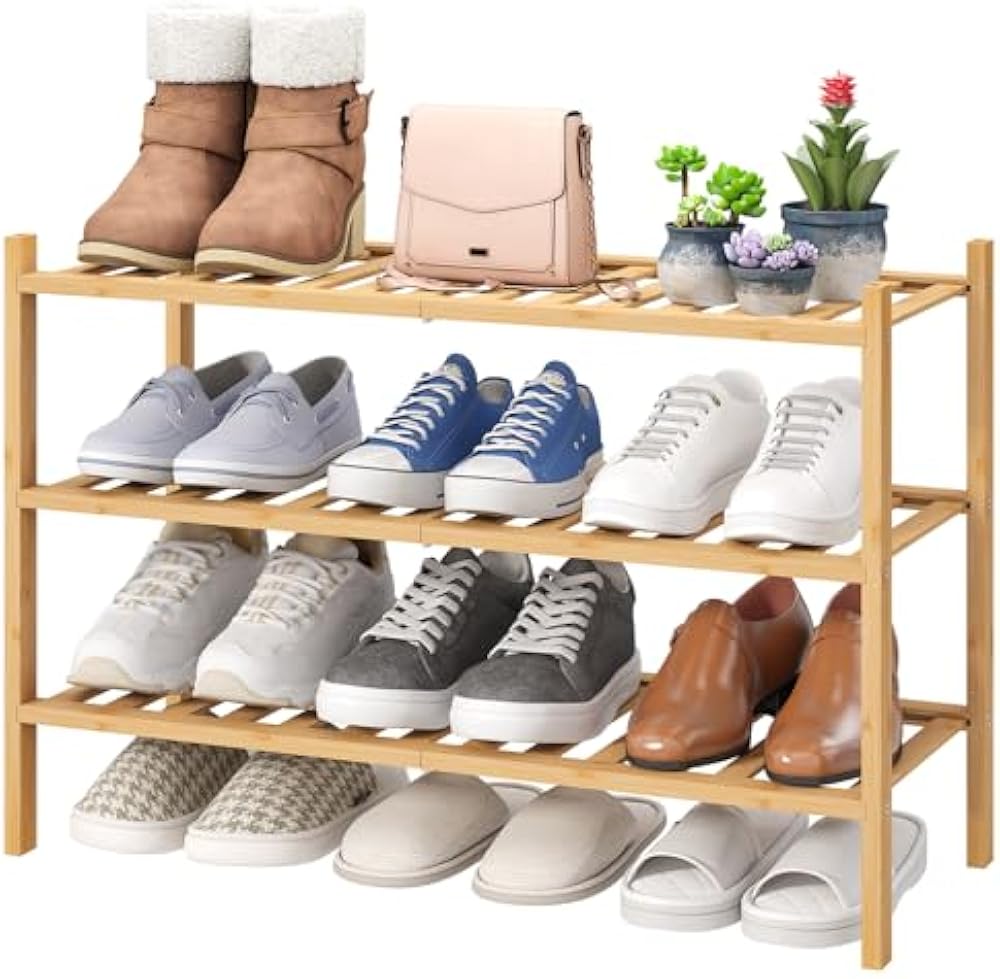 viewcare 3-Tier Bamboo Open Shoe Rack