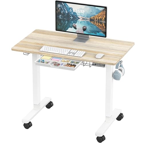 SHW 40-inch Mobile Electric Standing Desk