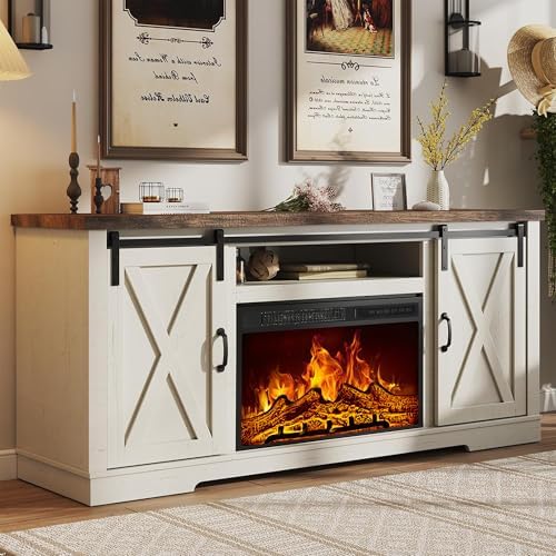 AMERLIFE 59" Farmhouse Fireplace TV Stand