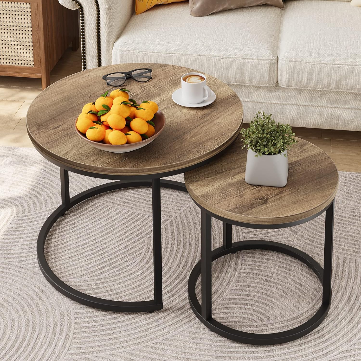 Smuxee 24" Wood Grain Nesting Table