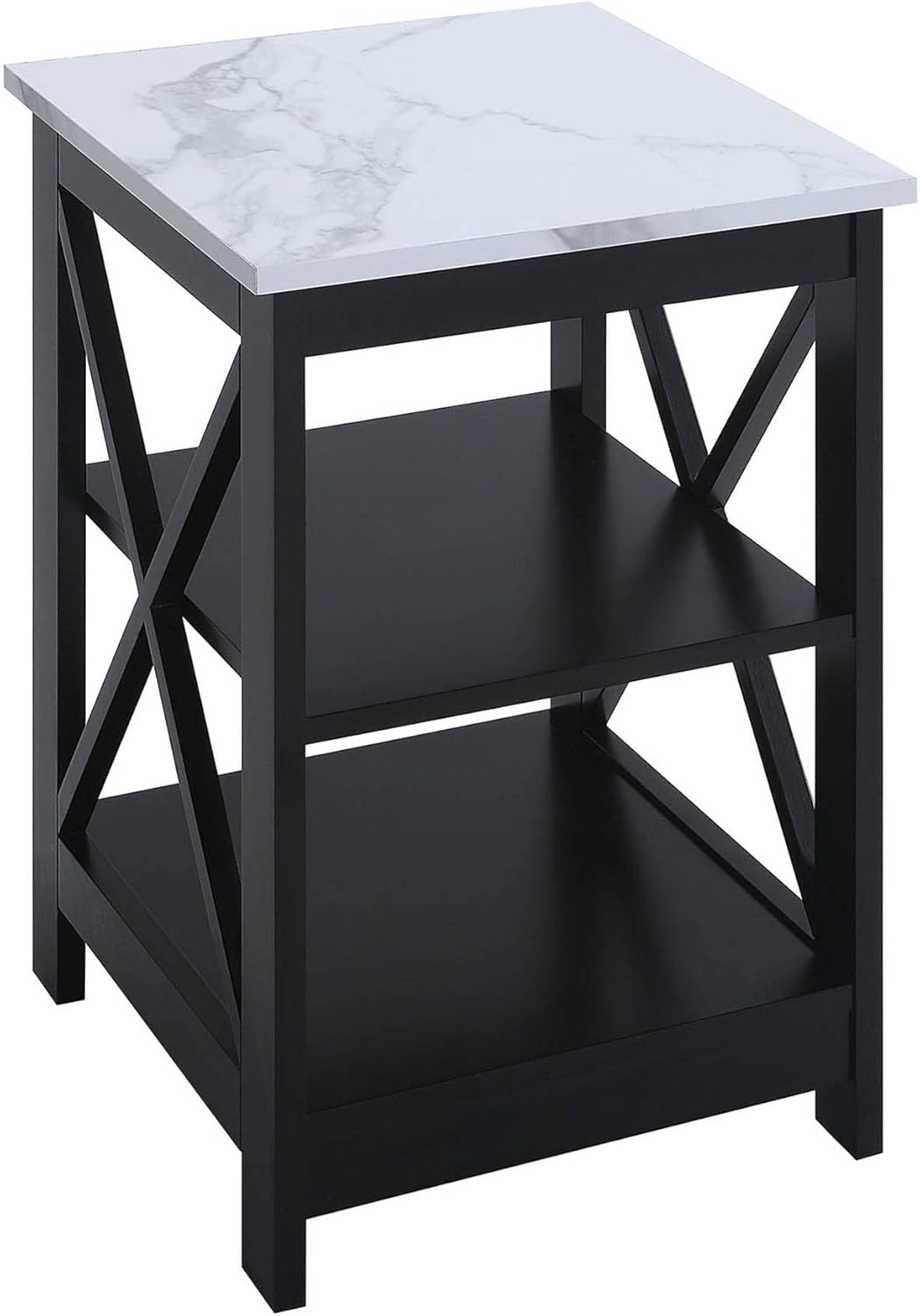 CC Oxford Round marble end table with storage shelf
