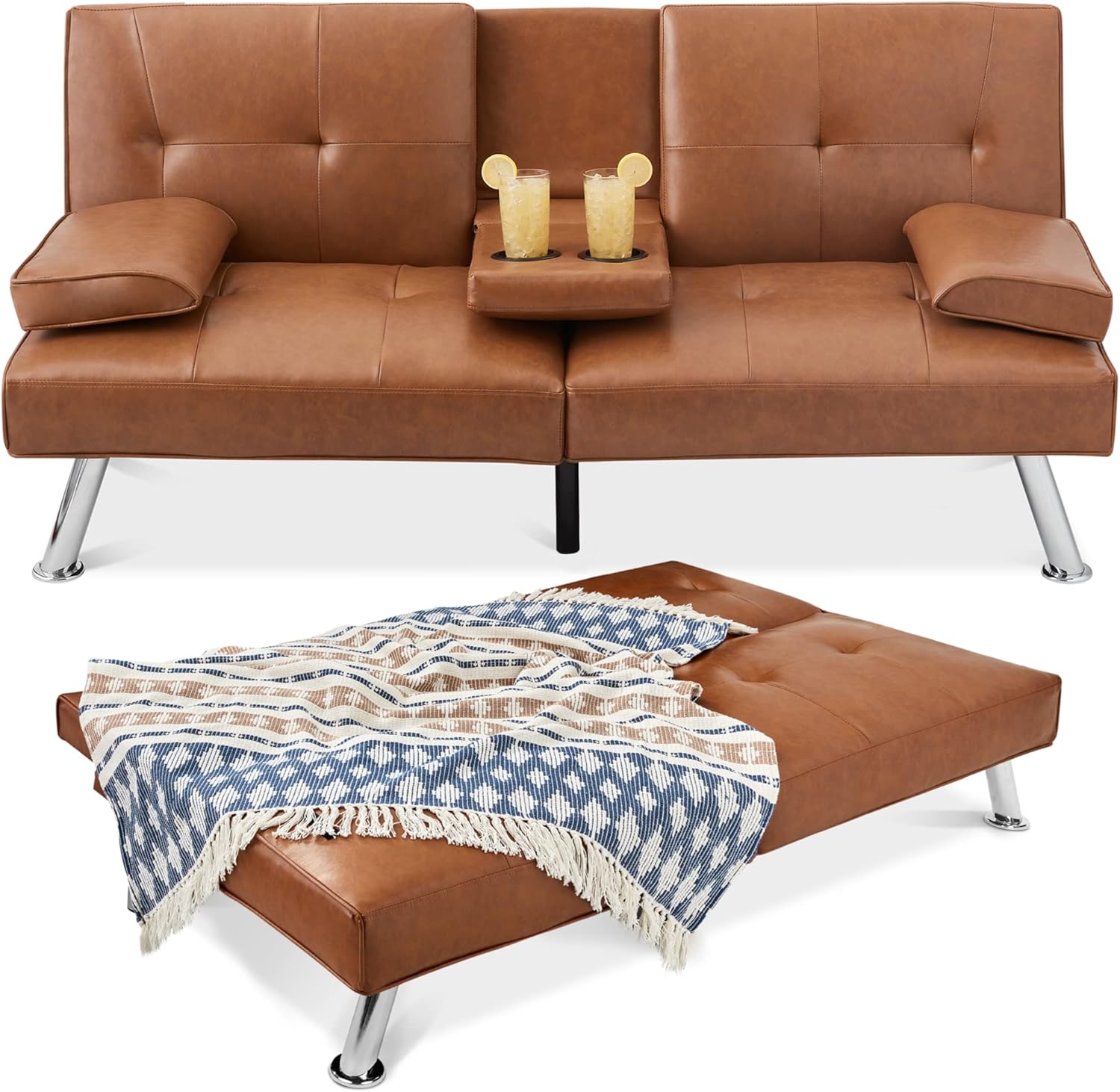 Best Choice Products Faux Leather Futon