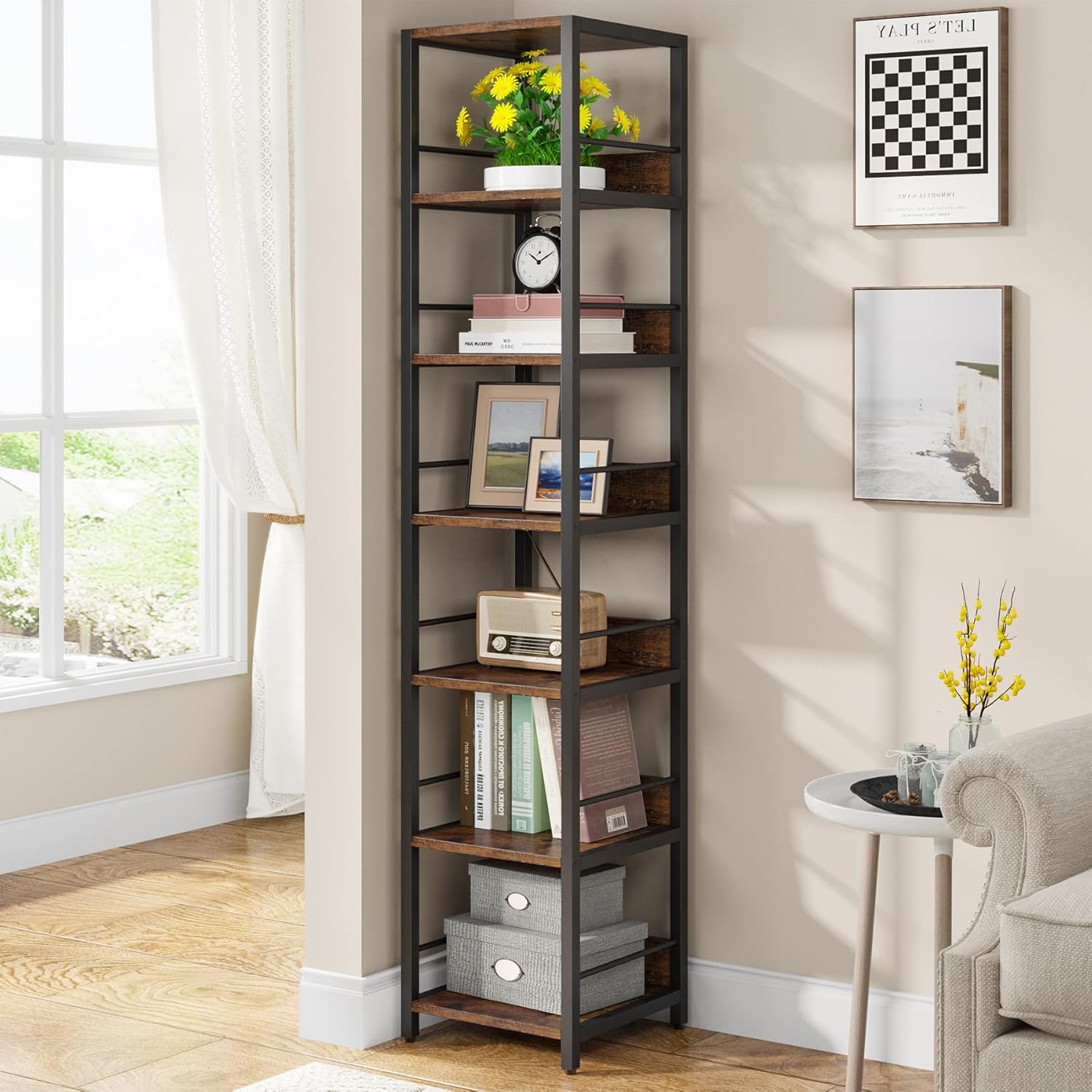 Tribesigns 6-Tier 75-Inch Tall Narrow Corner Shelf