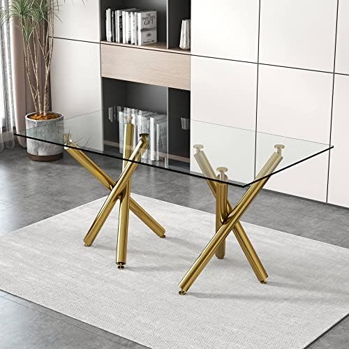 Ebullient 71" Gold Glass Dining Table