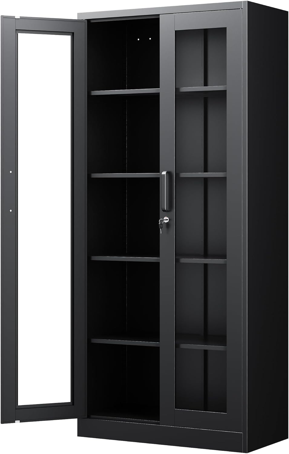 PEUKC Display Cabinet with Glass Doors 71 Metal with Lock