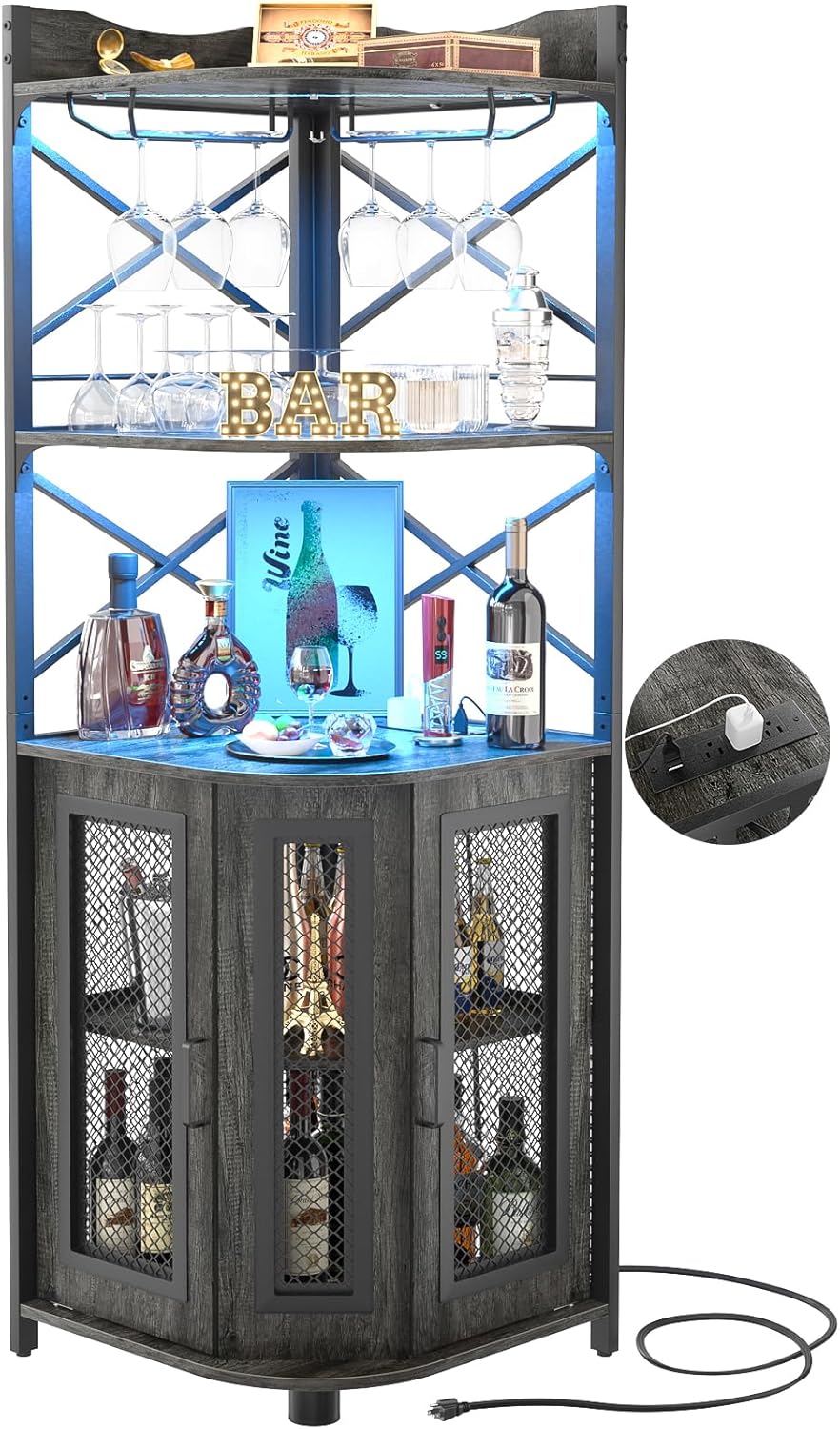 Aheaplus Corner Bar Cabinet