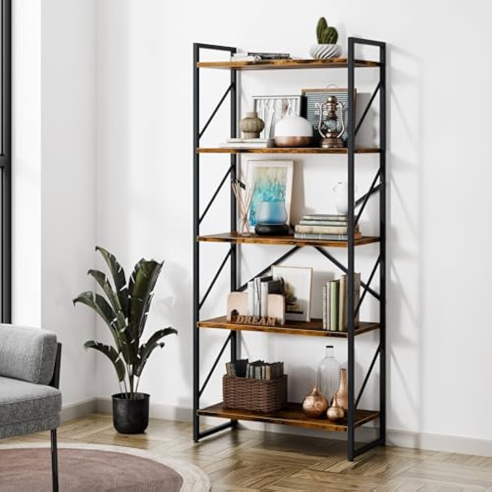 Shintenchi 5-Tier Industrial Bookcase
