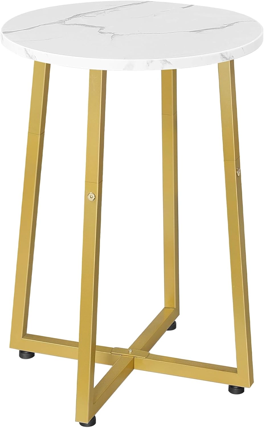 HOOBRO gold pedestal marble end table