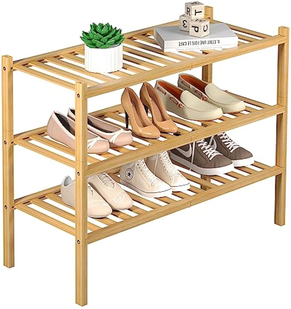 ROMGUAR CRAFT 3-Tier Stackable Bamboo Shoe Rack