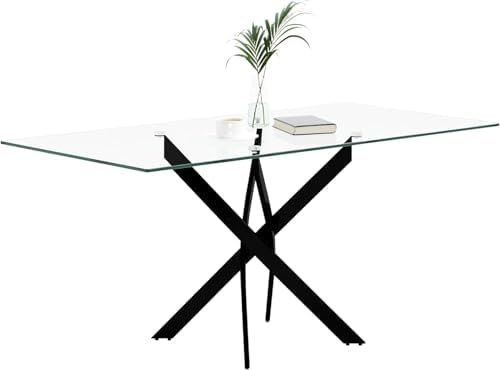 NIERN Tempered Glass Dining Table