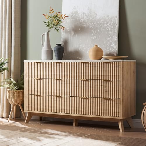 T4TREAM Fluted 6-Drawer Dresser