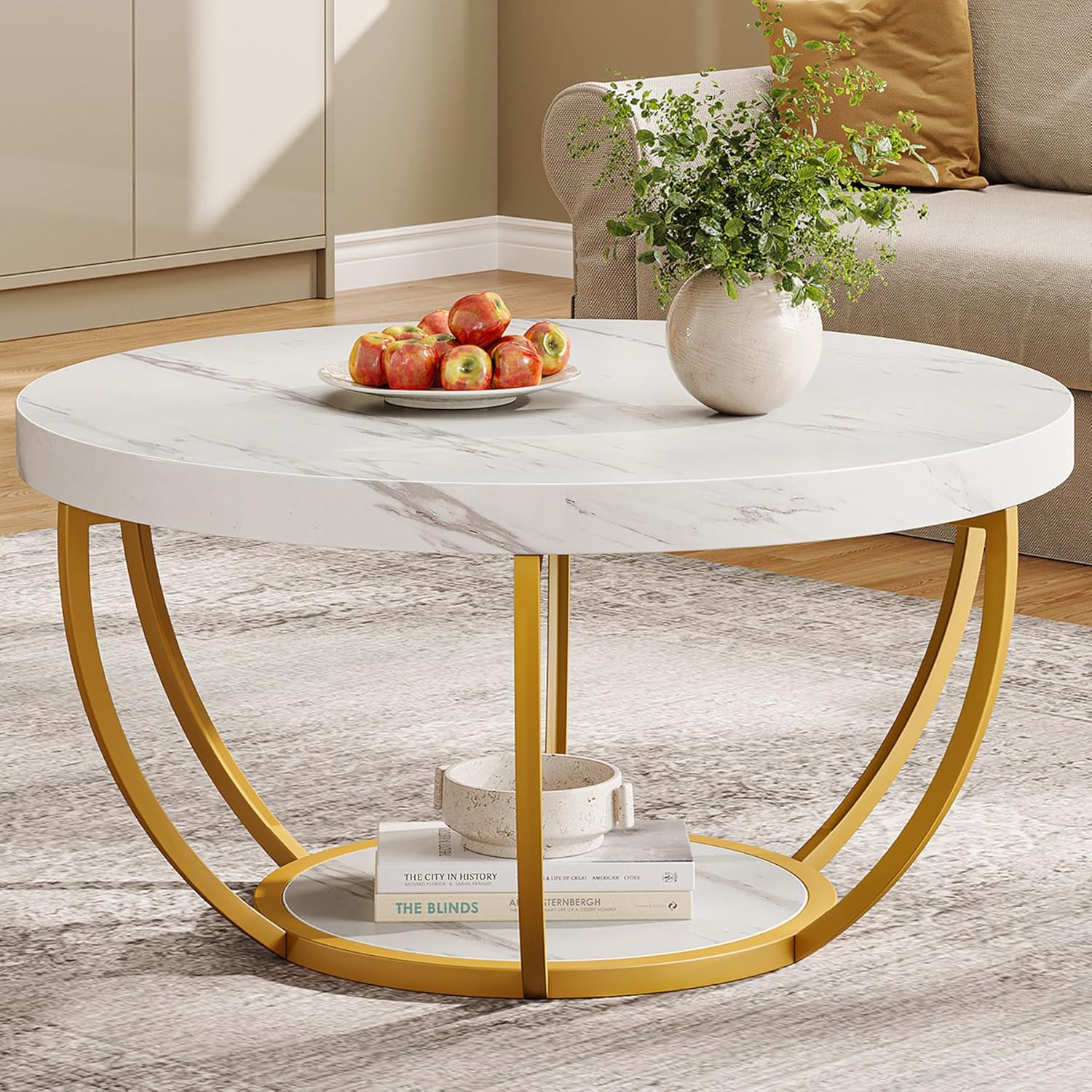 Tribesigns Round Marble Coffee Table