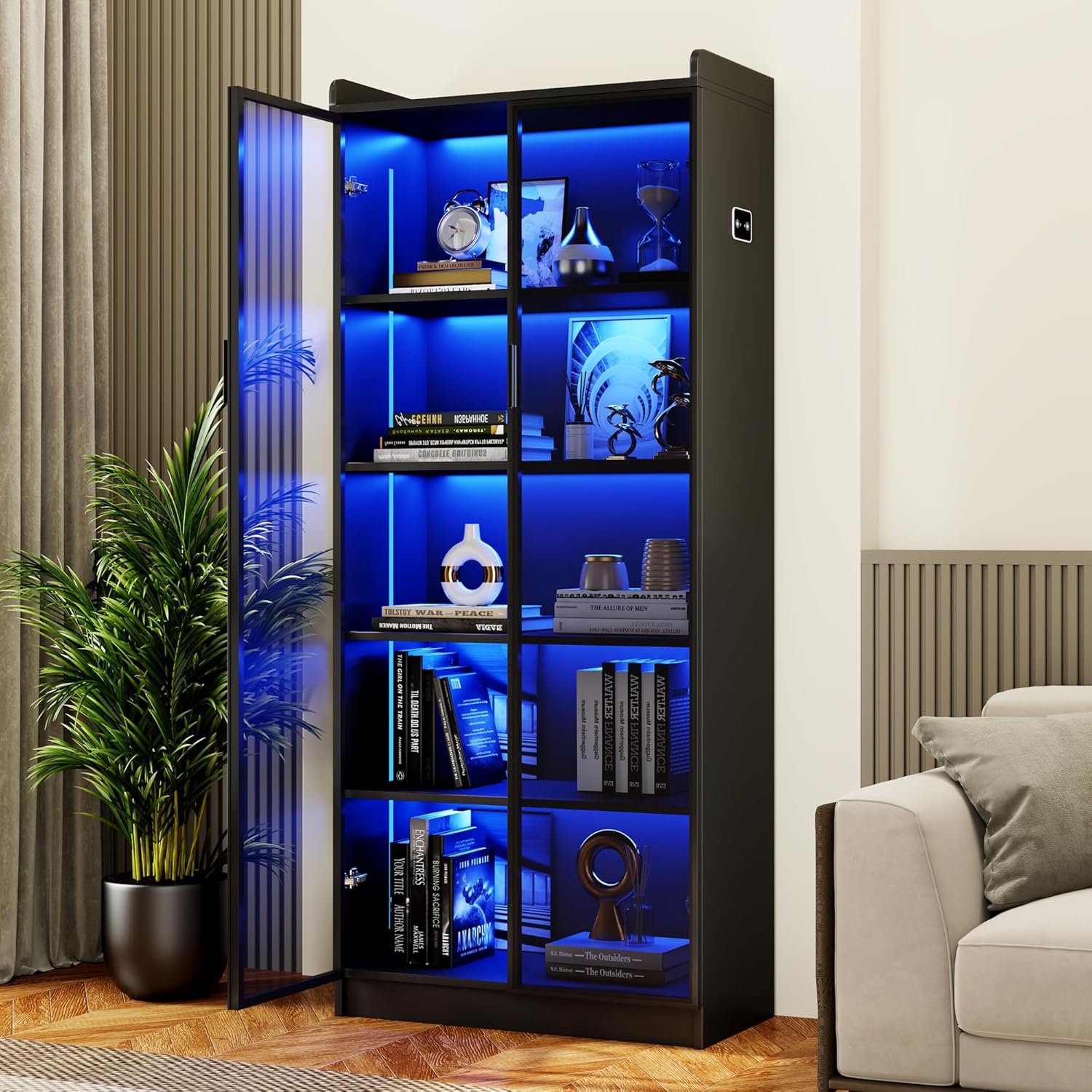 Dystler 65 Display Cabinet with Clear Doors LED Human Sensor
