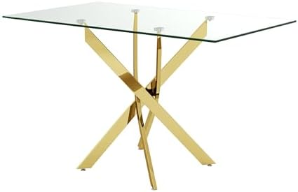 NIERN Tempered Glass Dining Table Chrome