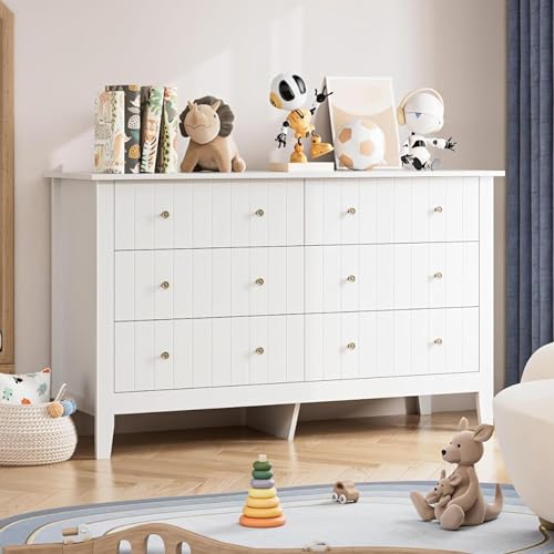 WLIVE 10-Drawer Fabric White Dresser