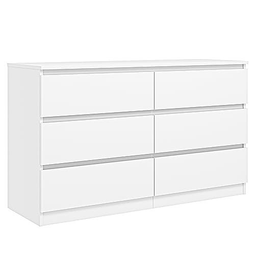 Vibe & Dine 6-Drawer Wooden White Dresser