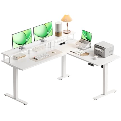 AODK 59-inch White L-Shaped Standing Desk