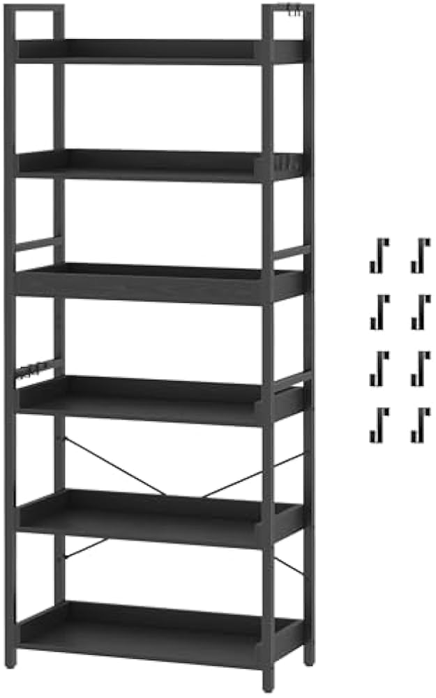 HCHQHS Adjustable 6-Tier Bookcase