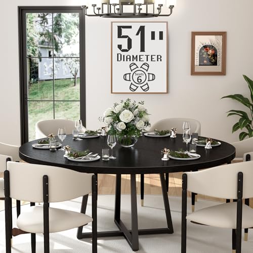 NUTIKAS 51" Black Round Table
