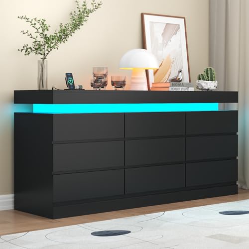 Gyfimoie 9-Drawer Dresser with LED Light
