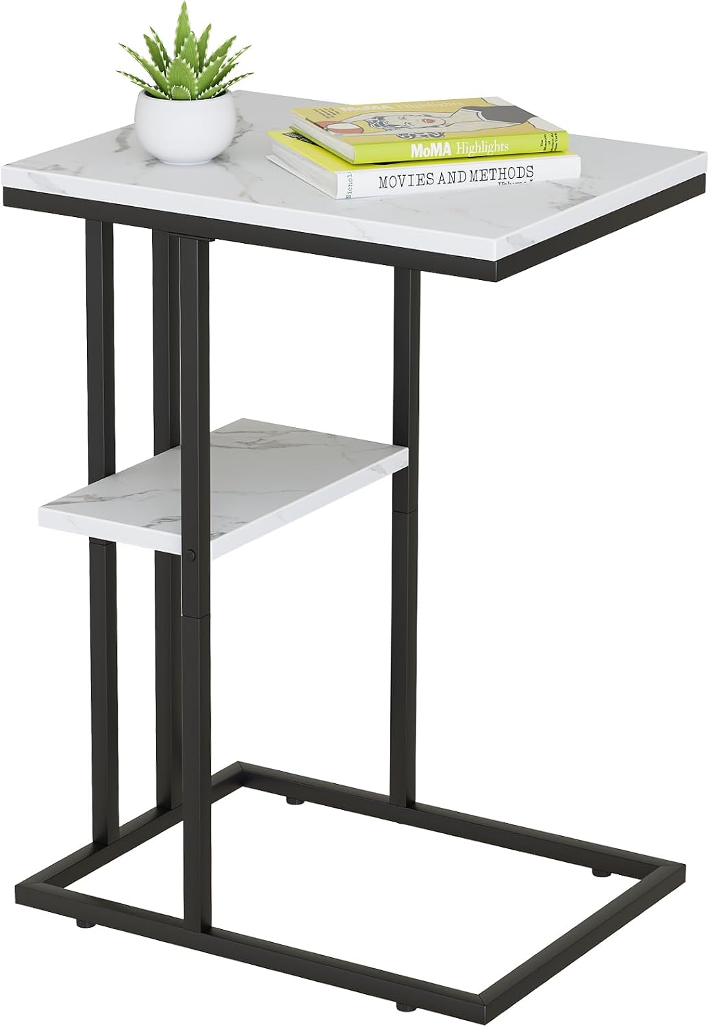 CC American Heritage white marble end table with black X-base