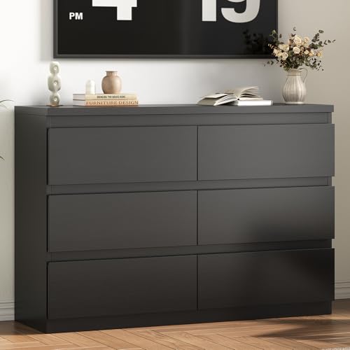 Jocoevol Modern Black 6-Drawer Dresser