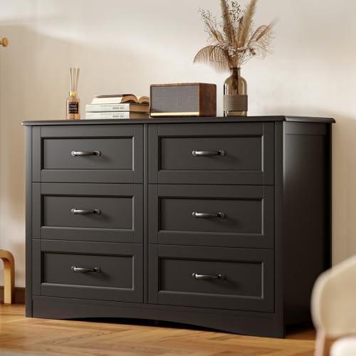 Gizoon 47-inch 6 Drawer Black Dresser