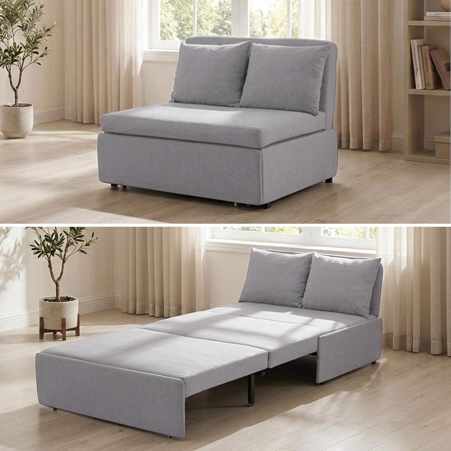 BALUS 40 inch pull out sofa bed chair with pillows