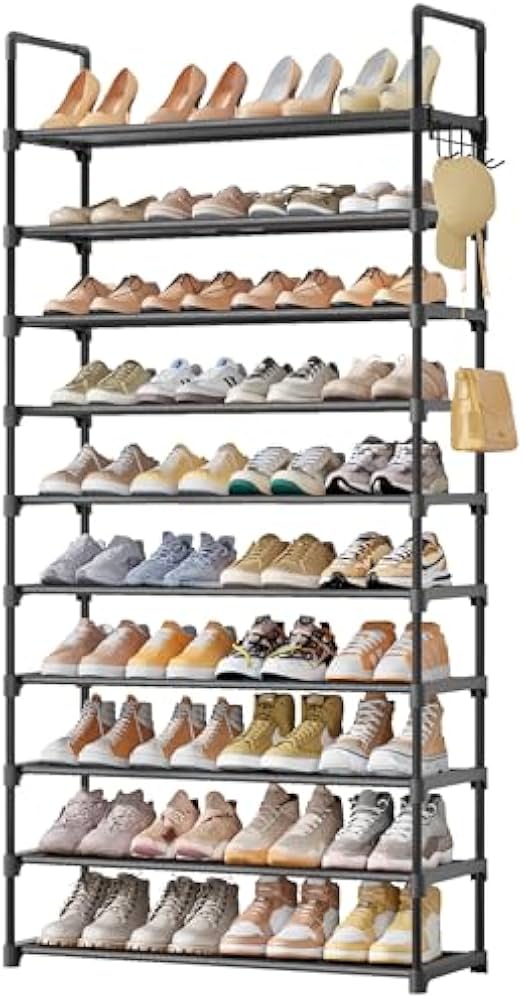 Kitsure 10-Tier Shoe Rack with Hook Rack