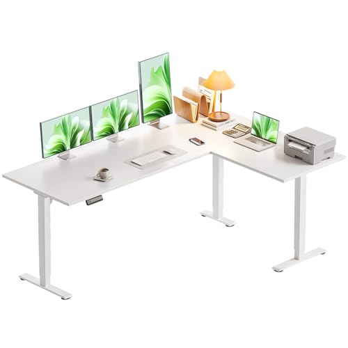 Casaottima 63-inch White L-Shaped Standing Desk