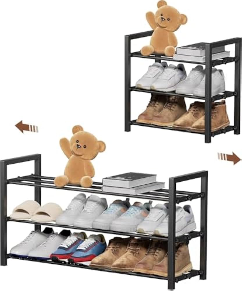 HDDTTZ 3-Tier Expandable Metal Shoe Rack