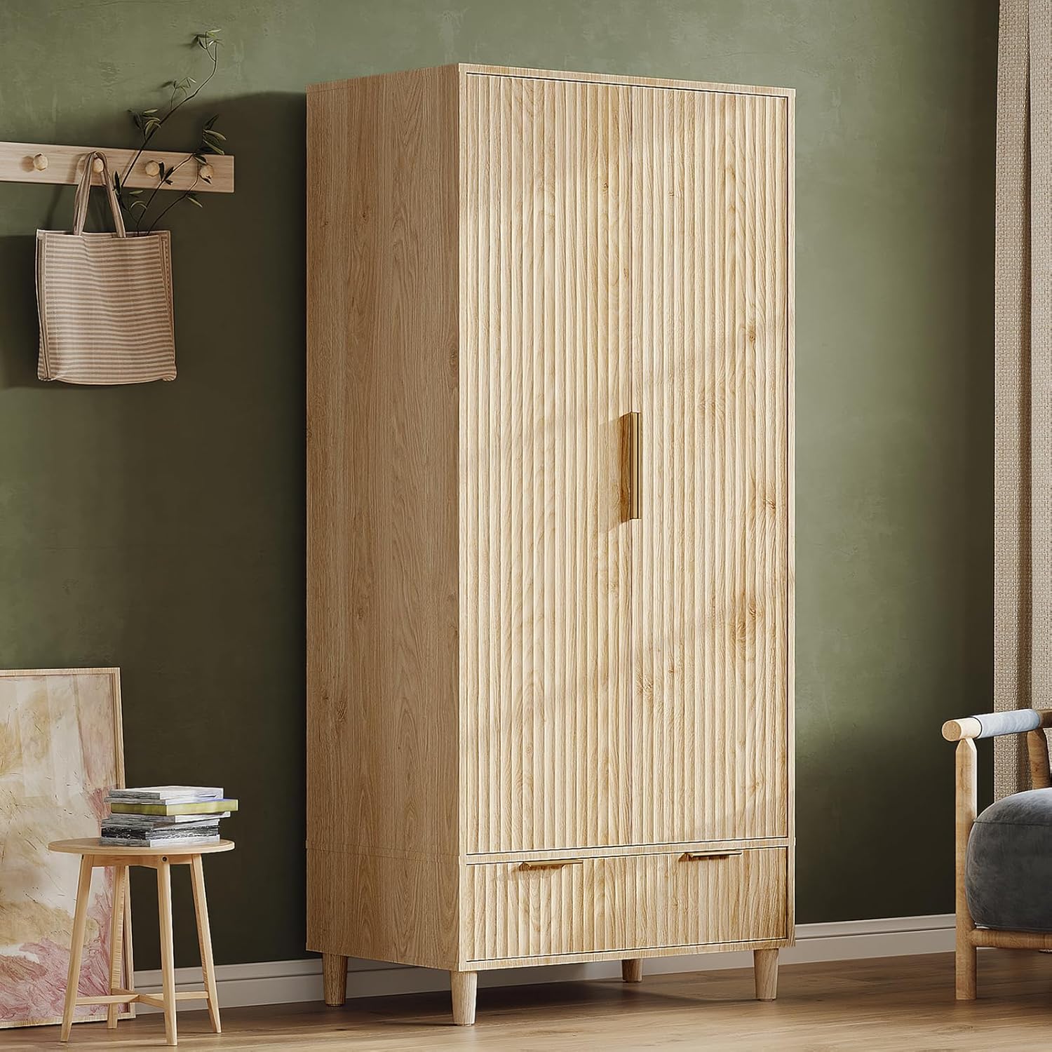 VINGLI Fluted Wardrobe Armoire