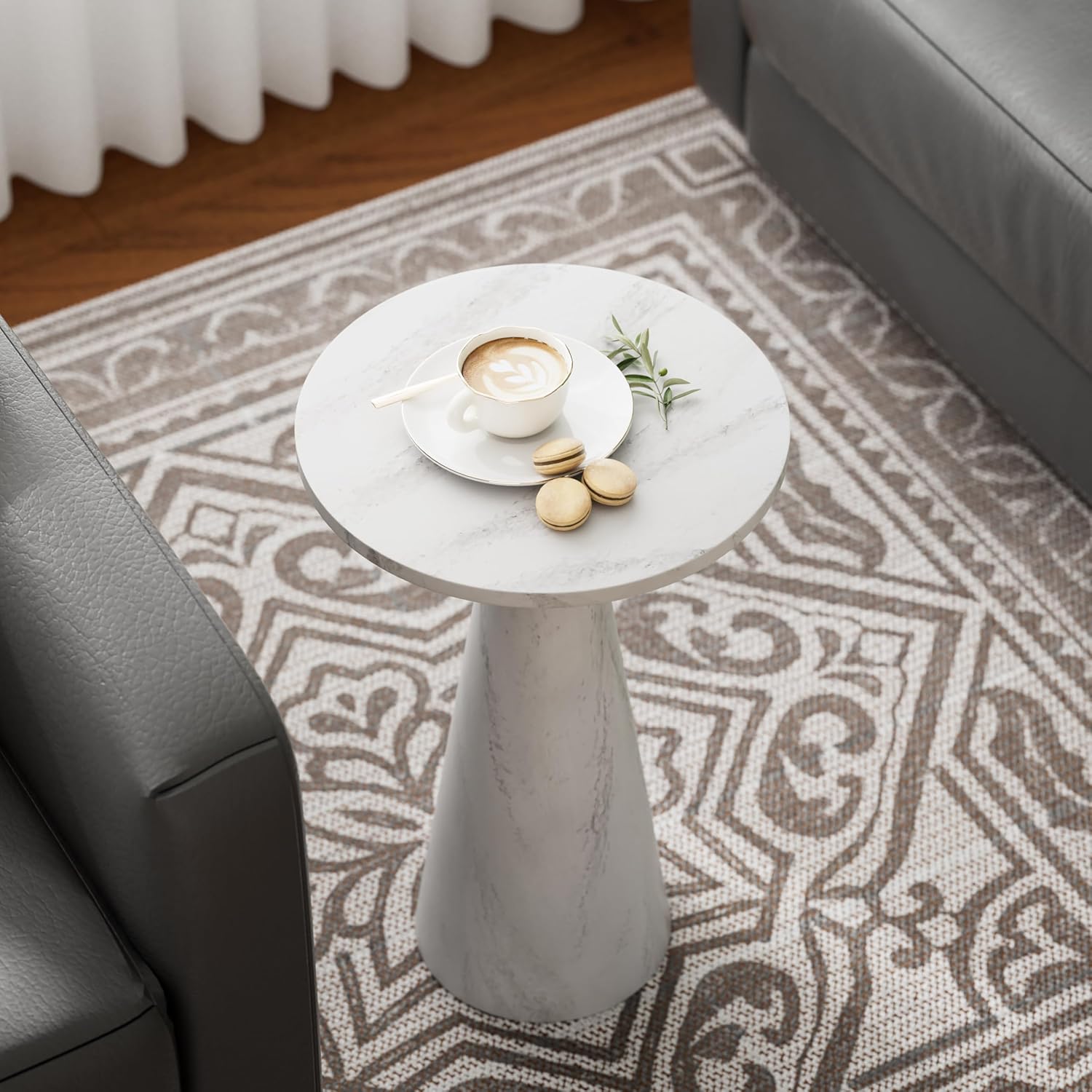 COZAYH modern gold pedestal marble end table
