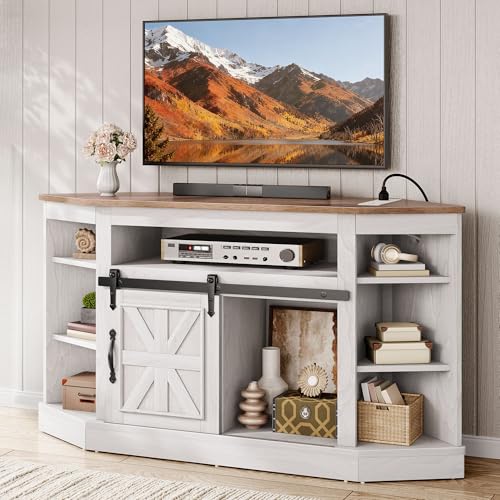 YITAHOME Grey Wash Corner TV Stand