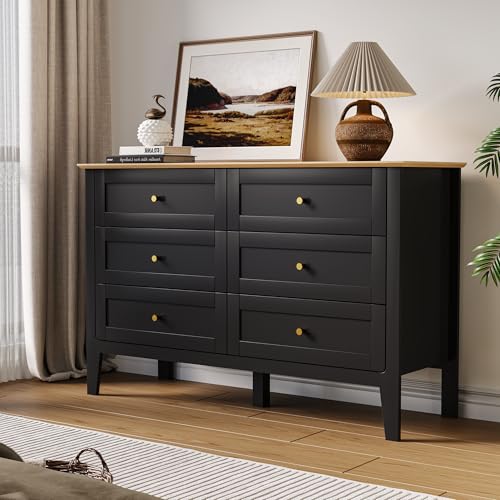 ZOSQUARE 6 Drawer Dresser - Dark Black