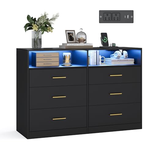 VASAGLE Custos 6-Drawer LED Dresser