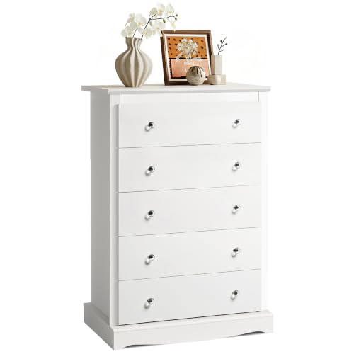WLIVE White 5-Drawer Tall Dresser